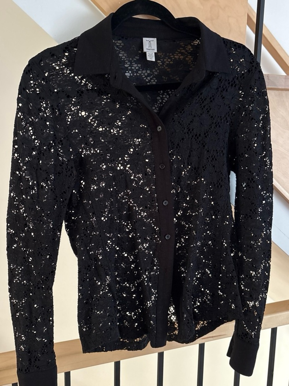 Tristan Black Lace Button-Down Blouse Jacket